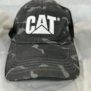 Cat Caterpillar Tractor Gray Camo Mens Hat